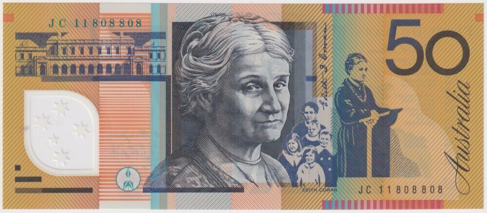 2011 $50 Note MacFarlane/Evans JC11 First Prefix R521cL Uncirculated product image