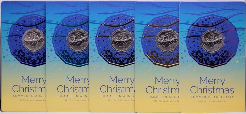 2021 50 Cent Uncirculated 5 Coin Set Christmas Summer in Australia product image