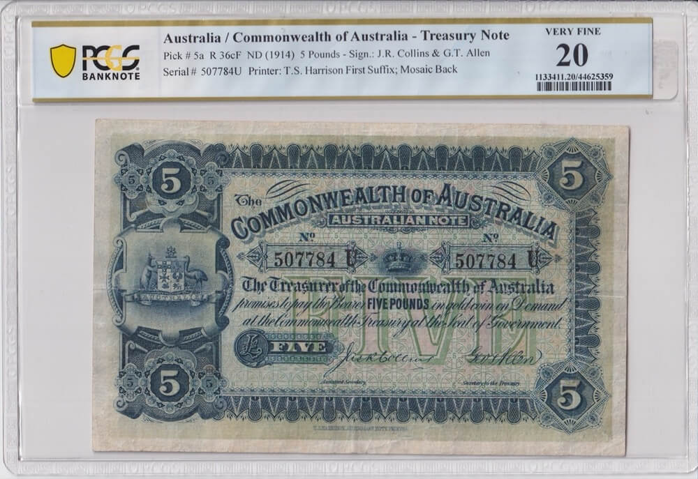 1916 Five Pound Collins/Allen R36cF Suffix PCGS VF20 product image