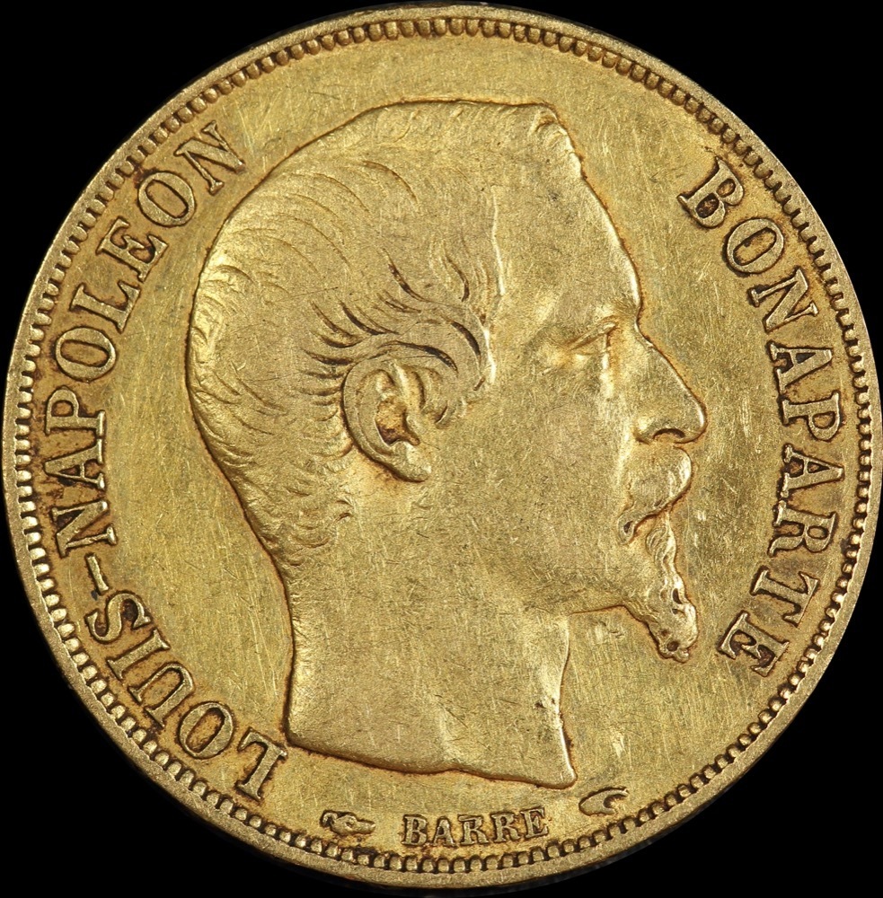 France 1852-A Gold 20 Franc KM#774 Very Fine product image