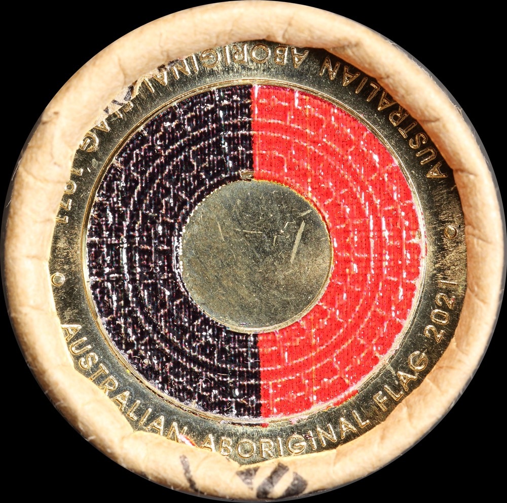 2021 Coloured 2 Dollar Coin Mint Roll Aboriginal Flag Heads / Tails product image