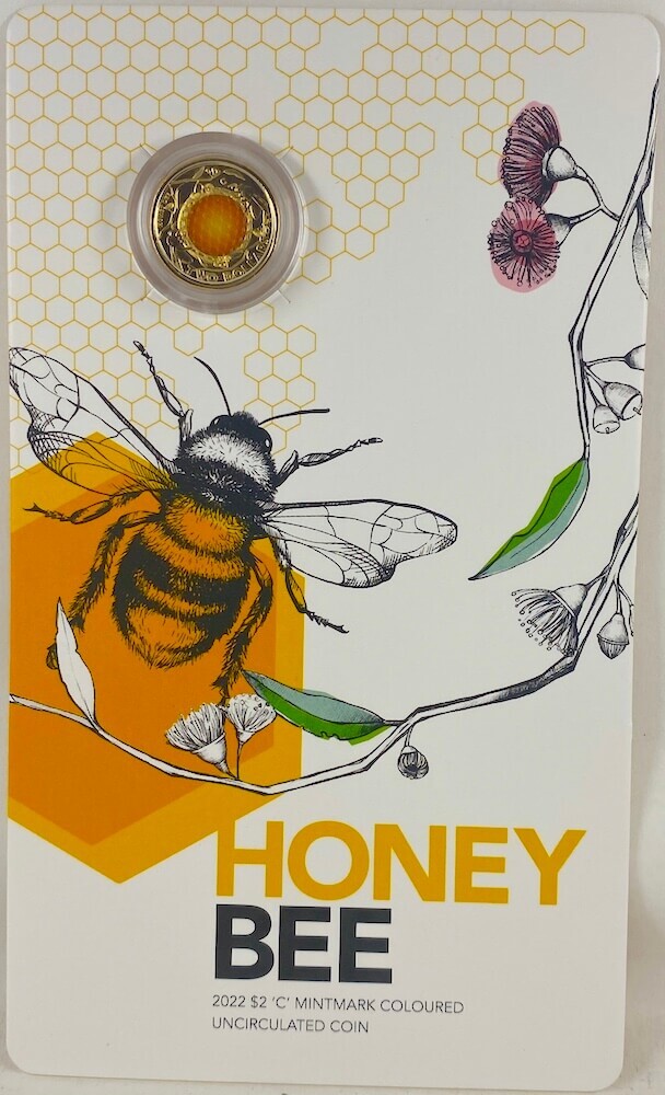 2022 Coloured 2 Dollar Coin Mintmark in Card Honey Bee product image
