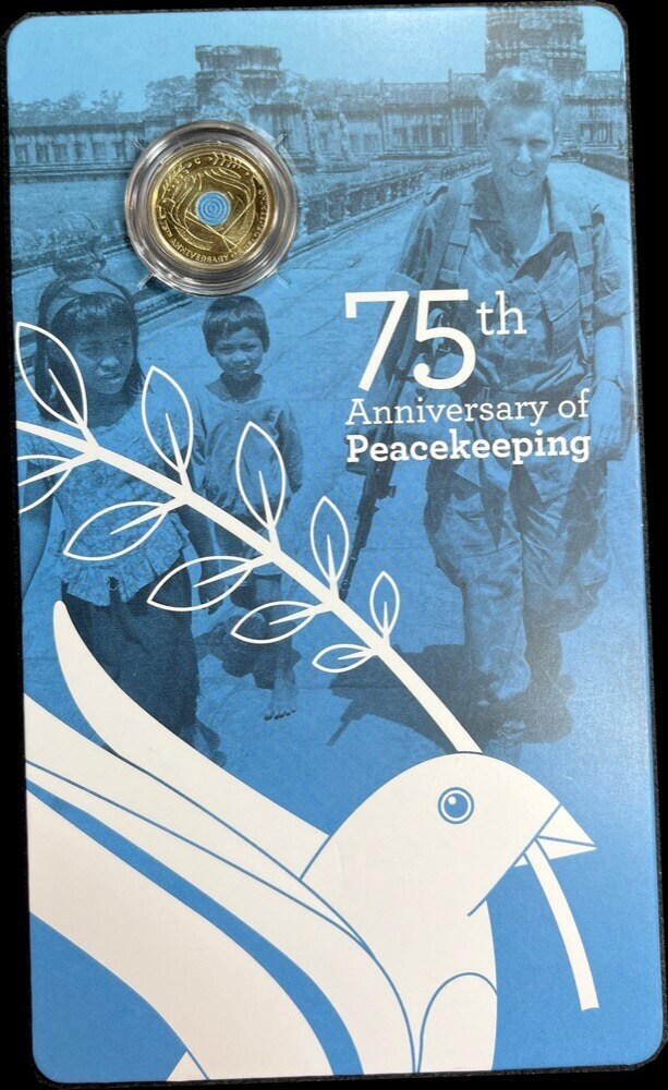 2022 Coloured 2 Dollar Coin Mintmark in Card Peacekeeping 75th Anniversary product image
