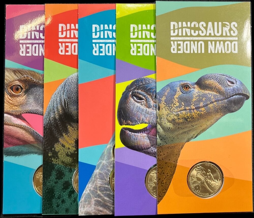 2022 Set of 5 1 Dollar Coins - Dinosaurs Down Under product image