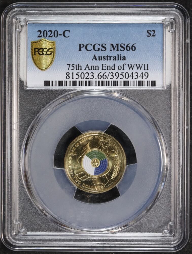 2020 Coloured 2 Dollar Coin 75 Years End of 2nd World War PCGS MS66 product image