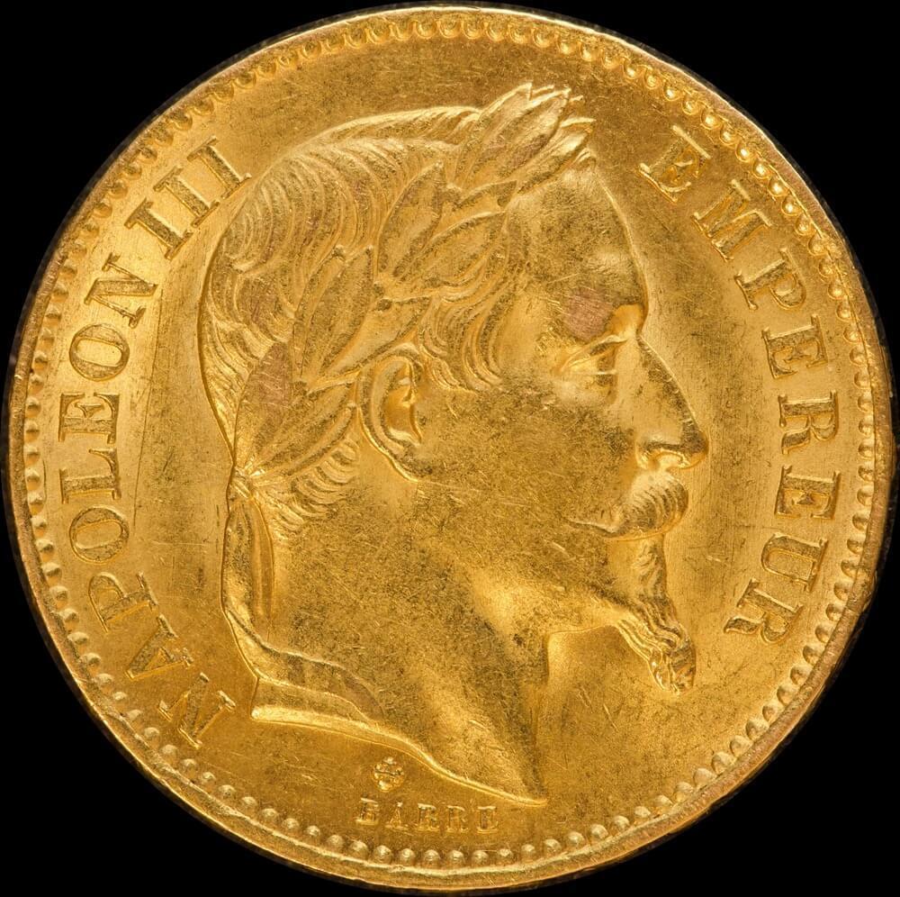 France 1866-A Gold 20 Franc KM#801.1 good EF product image