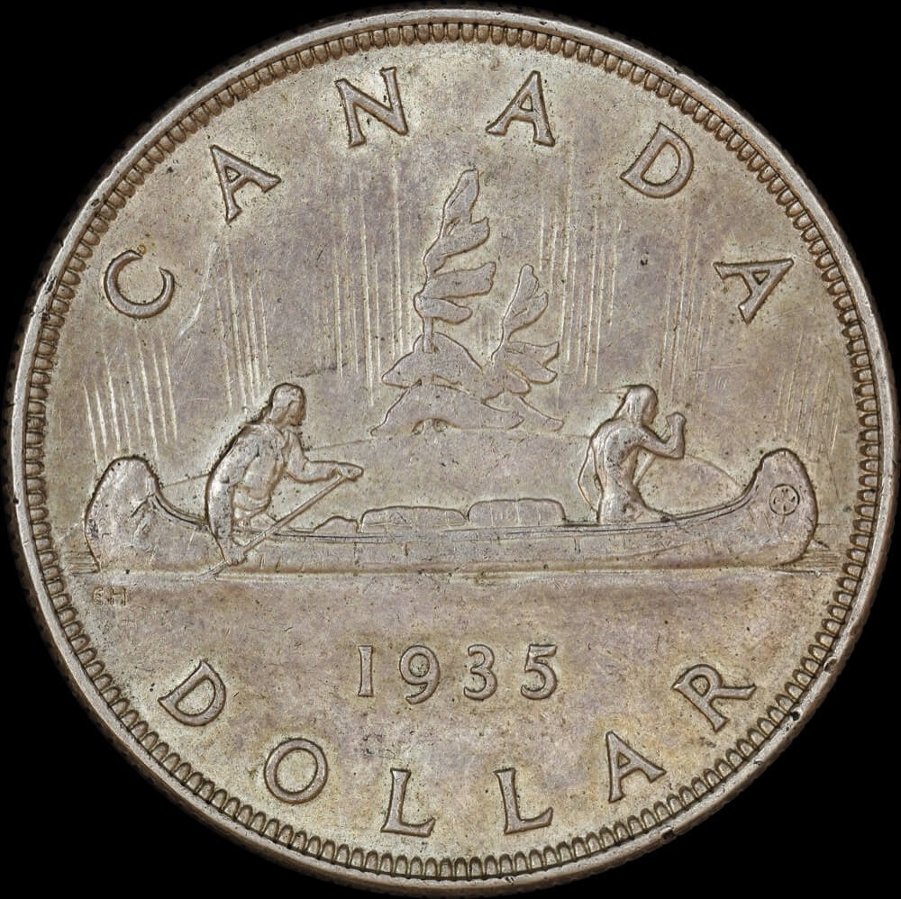 Canada 1935 Silver One Dollar Voyageur KM# 30 good EF product image
