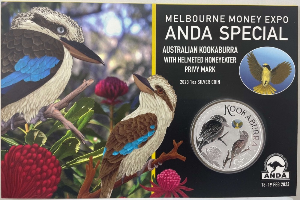 2023 Silver 1oz Kookaburra Coloured Honeyeater Privy Mark - Melbourne Money Expo product image