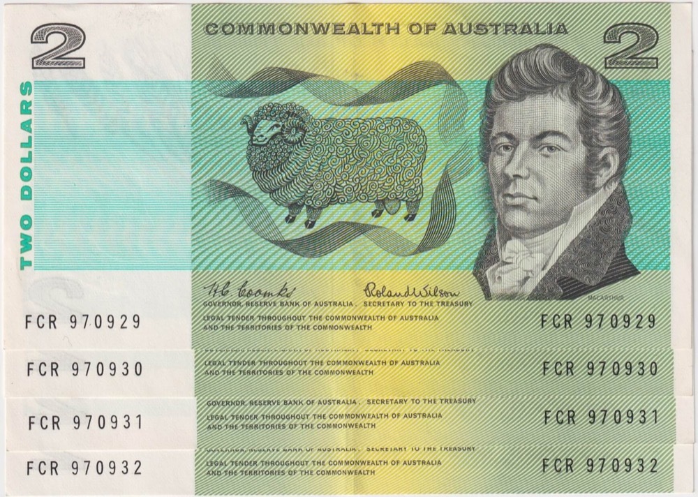 1966 $2 Note Consecutive Run of 4 Coombs/Wilson R81 good EF product image
