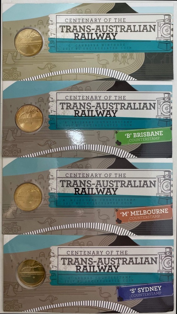 2017 Set of 4 Carded One Dollar Coins Trans-Australian Railway product image