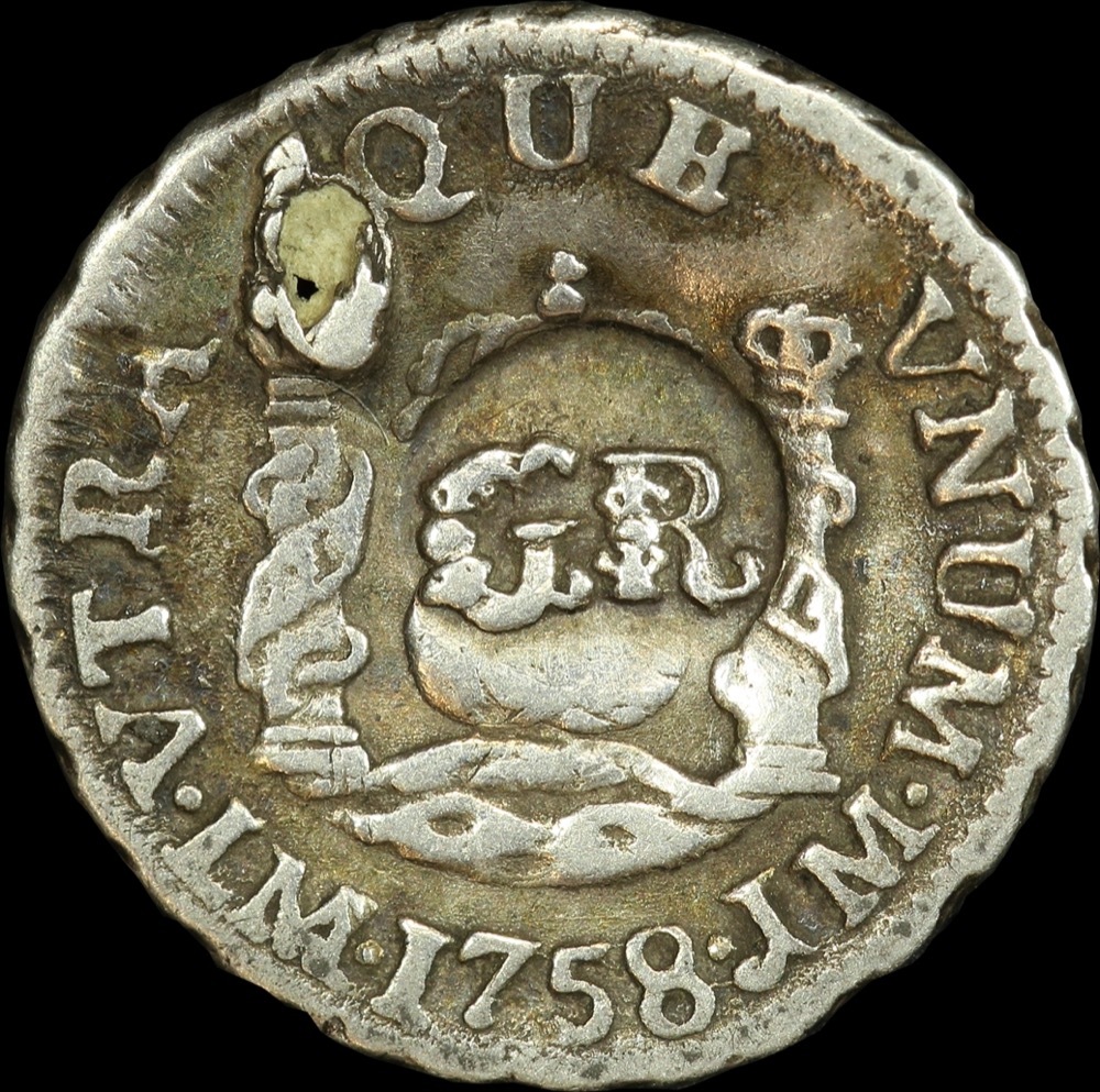 Jamaica 1758 Silver 5 Pence KM# 1.3 good VF product image