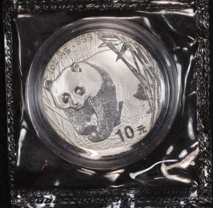 China 2001 Silver 1oz 10 Yuan Panda Still Sealed product image