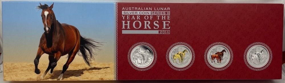 2014 Silver 1oz Lunar Year of the Horse 4 Coin Typeset product image