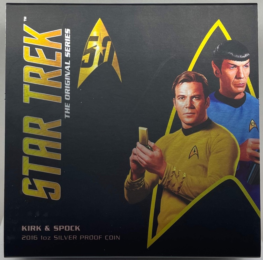 Tuvalu 2016 Silver 1oz Proof Coin Star Trek - Kirk & Spock product image
