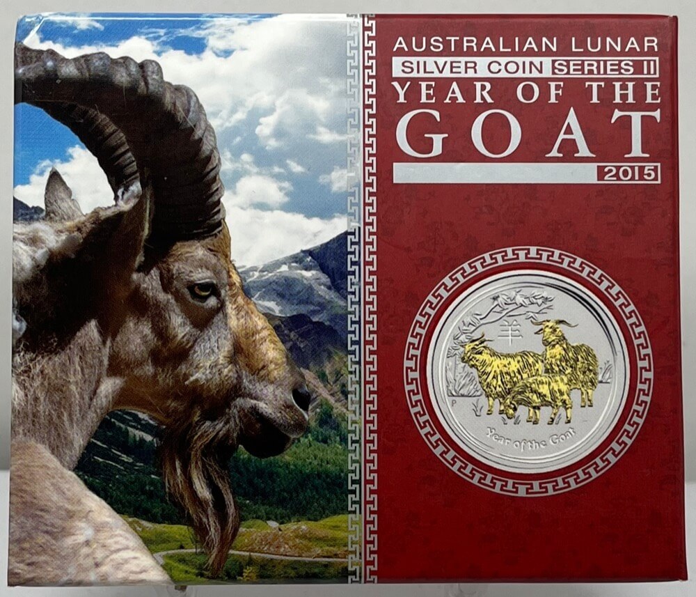 2015 Silver 1oz Gilded Coin Lunar Year of the Goat product image
