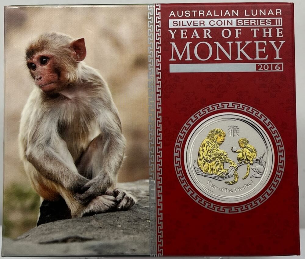 2016 Silver 1oz Gilded Coin Lunar Year of the Monkey product image