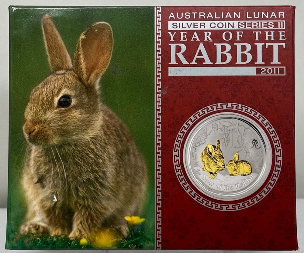 2011 Silver 1oz Gilded Coin Lunar Year of the Rabbit product image