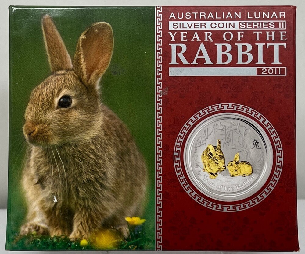 2011 Silver 1oz Gilded Coin Lunar Year of the Rabbit product image