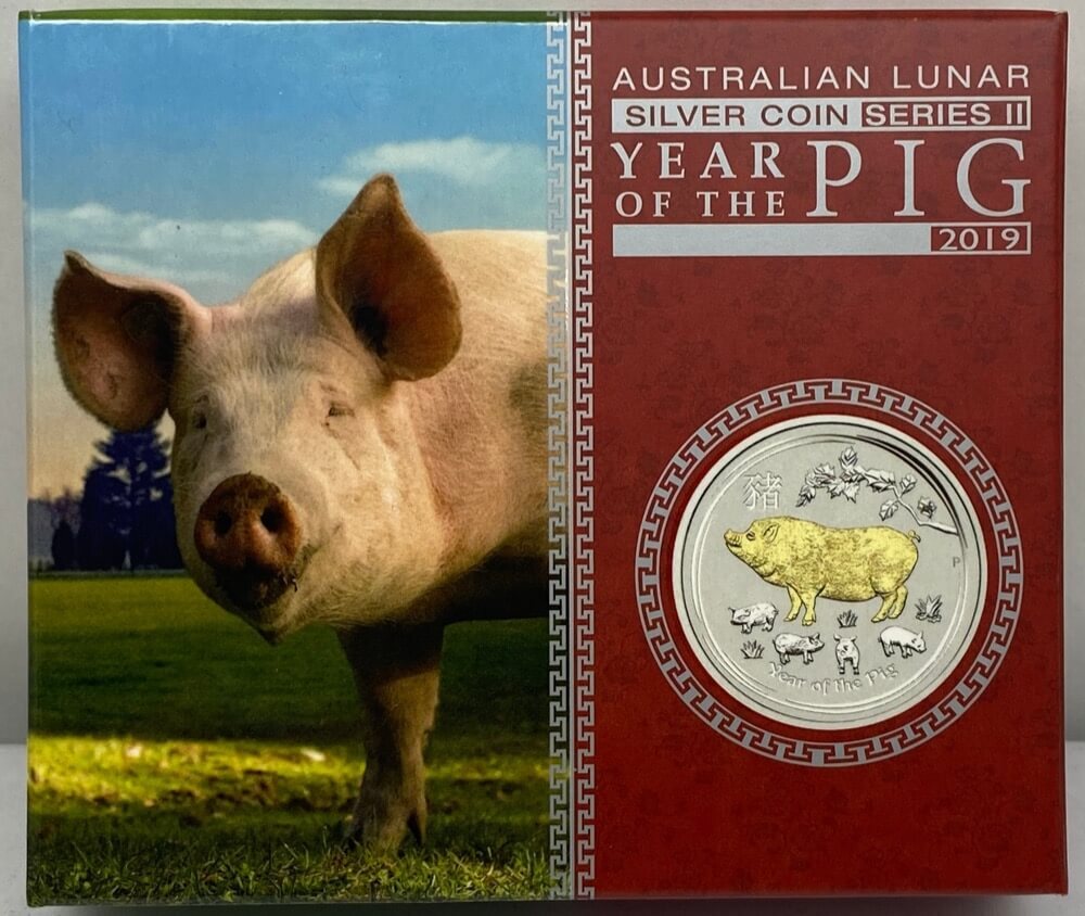 2019 Silver 1oz Gilded Coin Lunar Year of the Pig product image