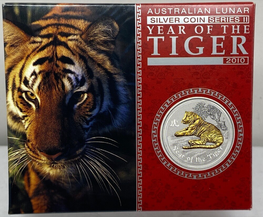 2010 Silver 1oz Gilded Coin Lunar Year of the Tiger product image