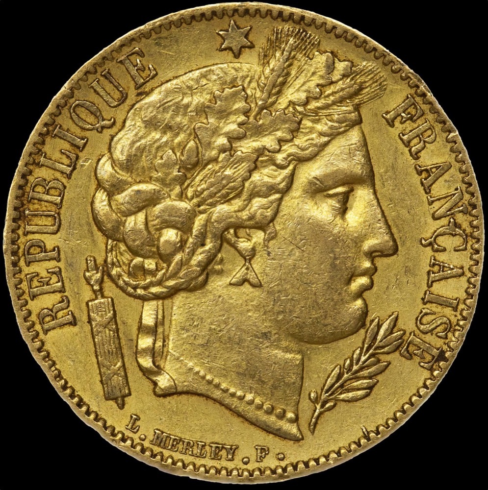 France 1849-A Gold 20 Franc Ceres KM#762 good EF product image