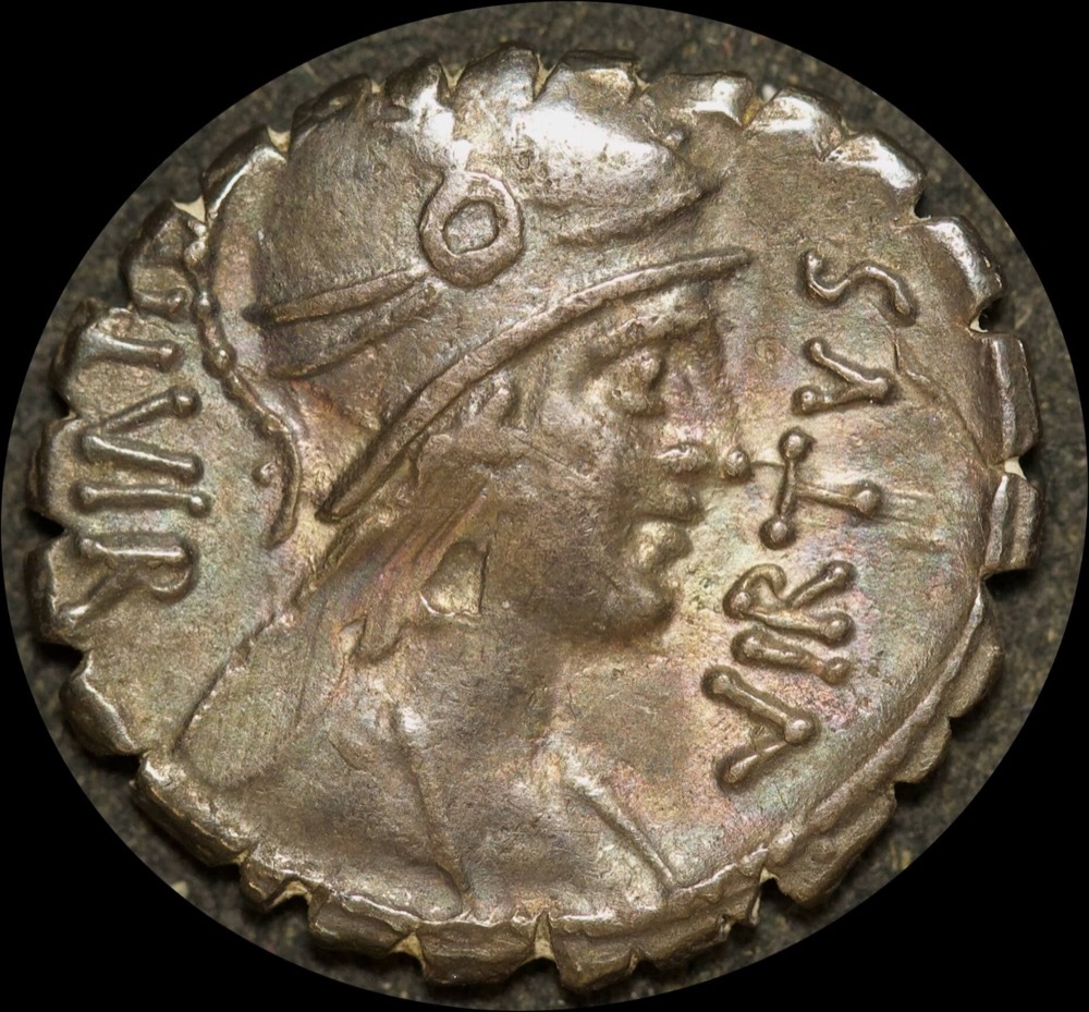 Ancient Rome (Republican) 71 BC Mn. Aquillius Silver Denarius Serratus RRC 401/1 Extremely Fine product image