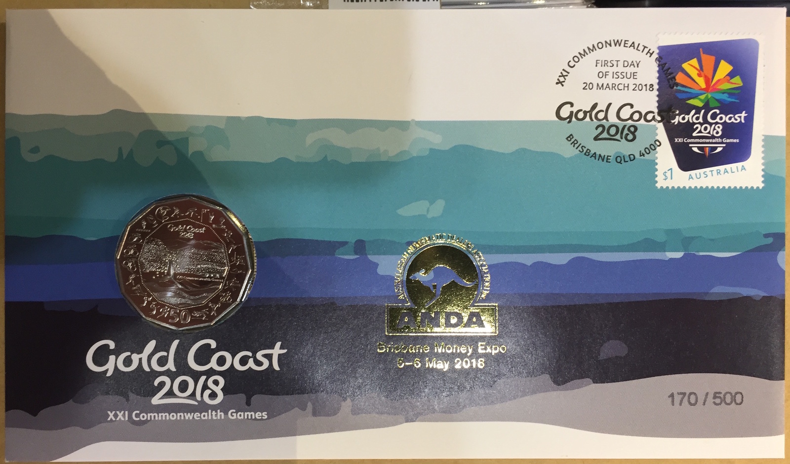 2018 50 Cent PNC Gold Coast Commonwealth Games - Brisbane Money Expo Gold Overprint product image