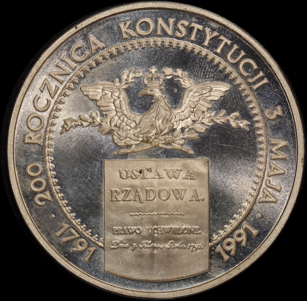 Poland 1991 Silver Proof 200K Zlotych Coin Y# 218 200th Anniversary of Constitution product image