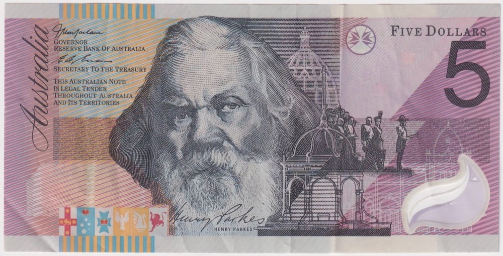 2001 $5 Note MacFarlane/Evans Missing Intaglio Print Error R219 EF product image