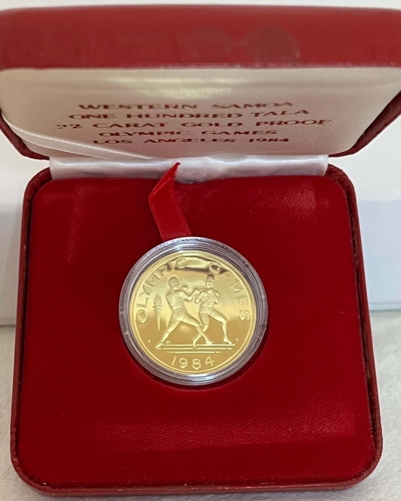 Samoa 1984 Gold 100 Tala KM# 60 LA Summer Olympics product image