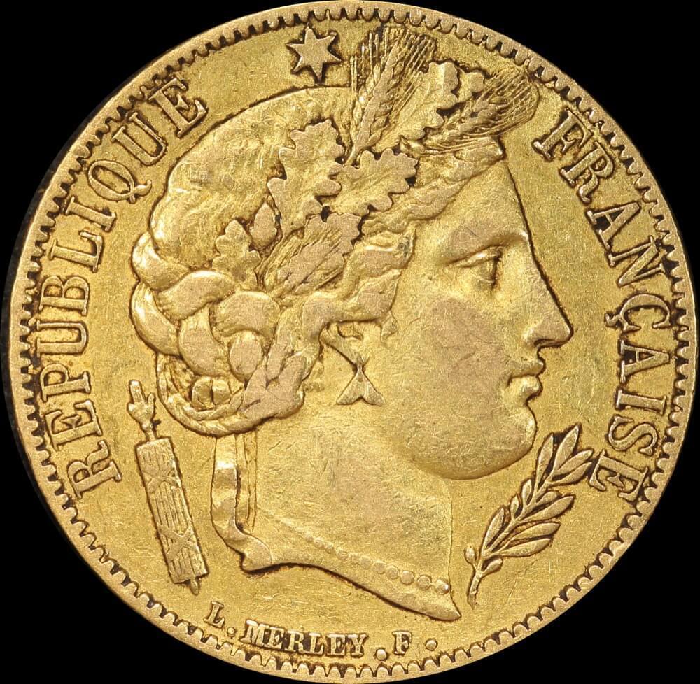 France 1849-A Gold 20 Franc KM# 762 good VF product image