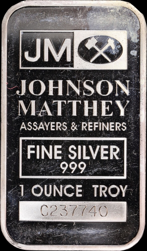 Vintage 1oz Silver Ingot Johnson Matthey 99.9% With Serial Number product image