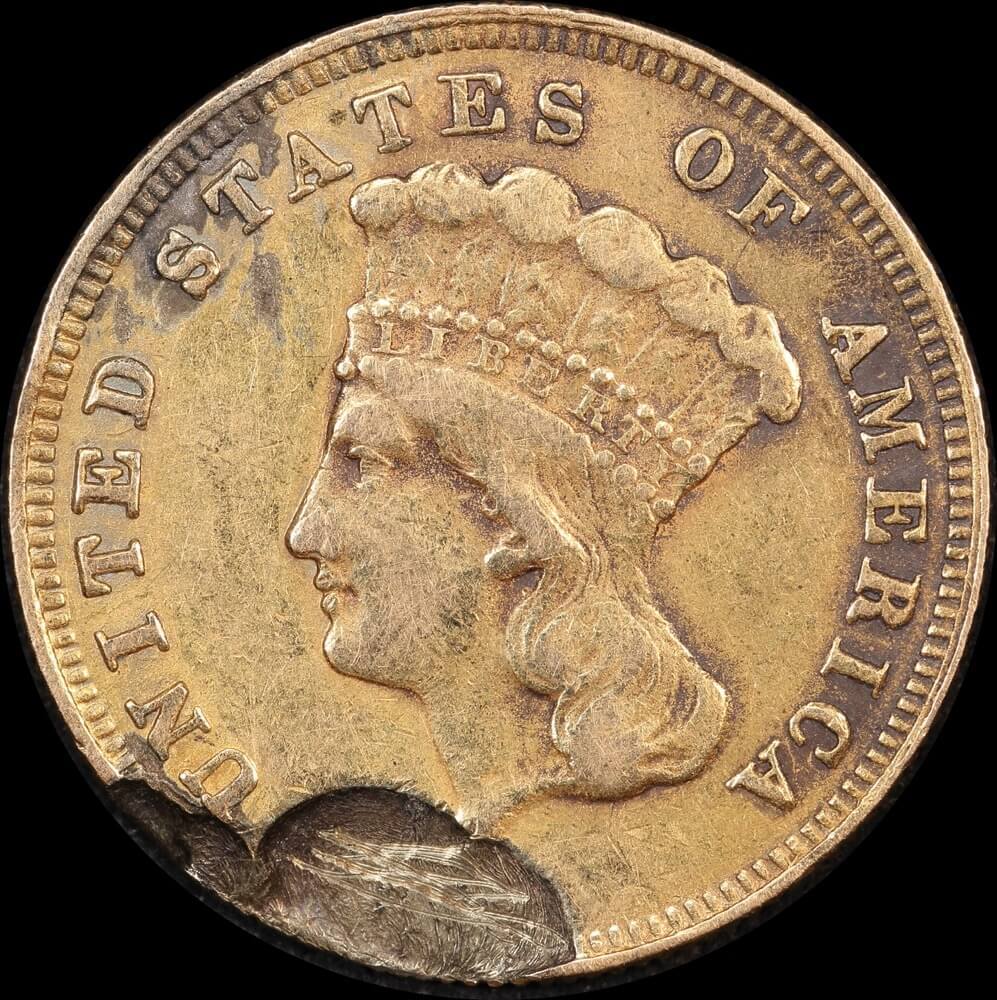 United States 1855 Gold 3 Dollars Impaired good Fine product image
