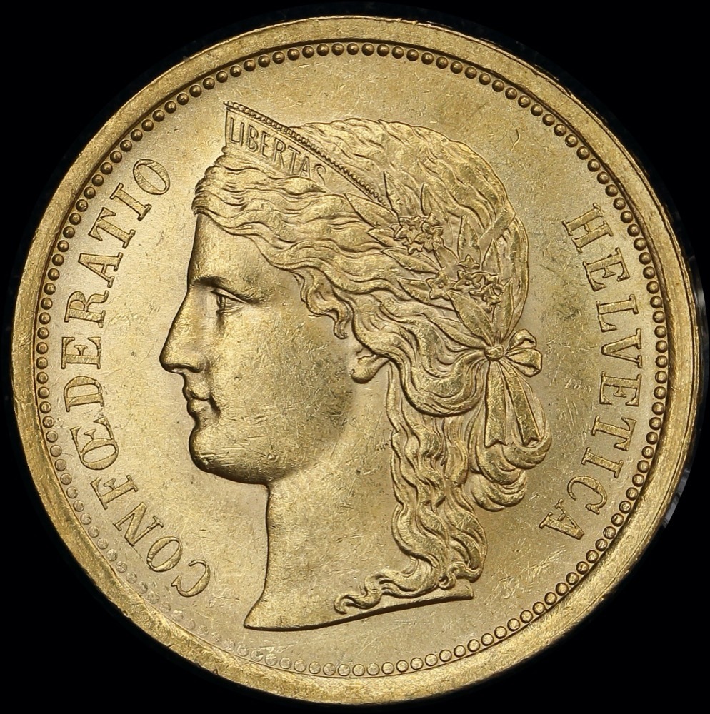 Switzerland 1886-B Gold 20 Francs KM#31.3 about Unc product image