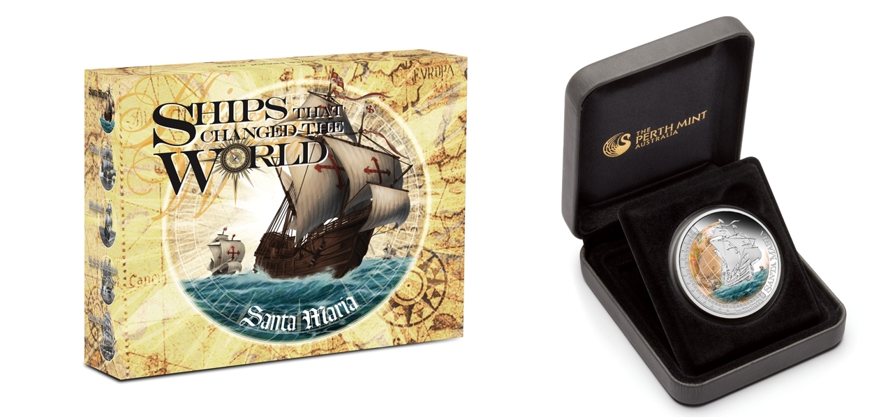 Tuvalu 2011 Silver 1 Dollar Proof Coin Ships That Changed the World - Santa Maria product image