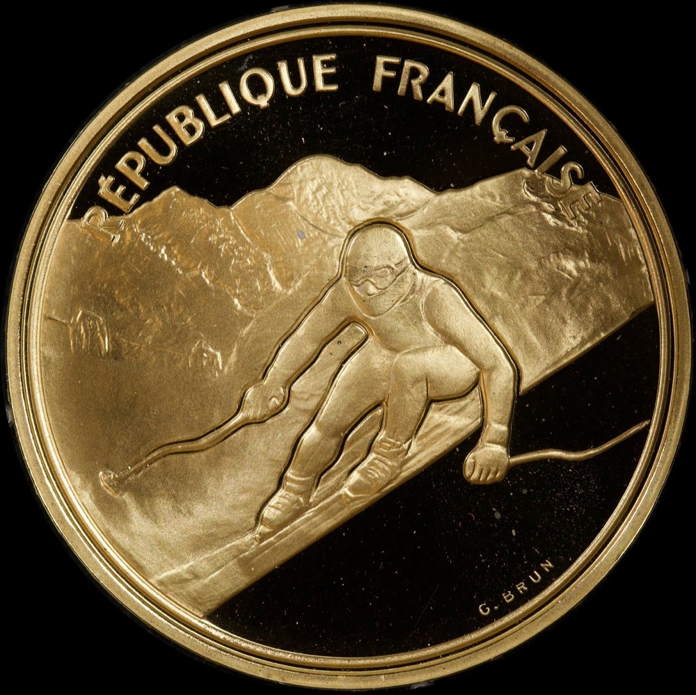 France 1989 Gold 500 Franc Proof KM# 973 Alpine Skiing product image