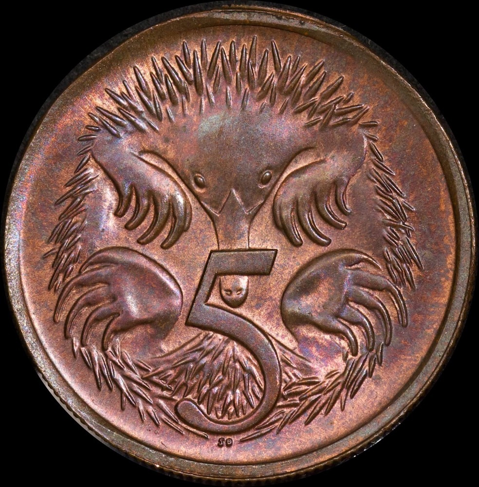 Australia 1980 5 Cent Error Coin (Struck On 1 Cent Planchet) PCGS MS64RB product image