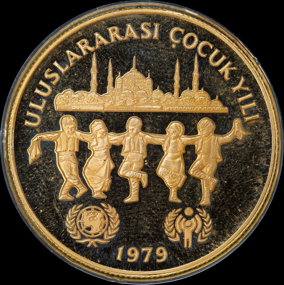 Turkey 1979 Gold 10,000 Lire Proof KM# 993 Unicef - Year of the Child product image