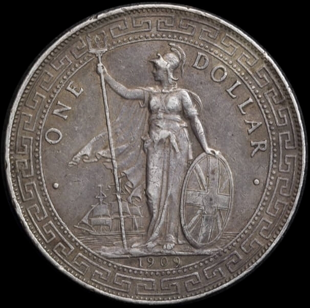 Great Britain 1909-B Silver Trade Dollar KM#T-5 good VF product image