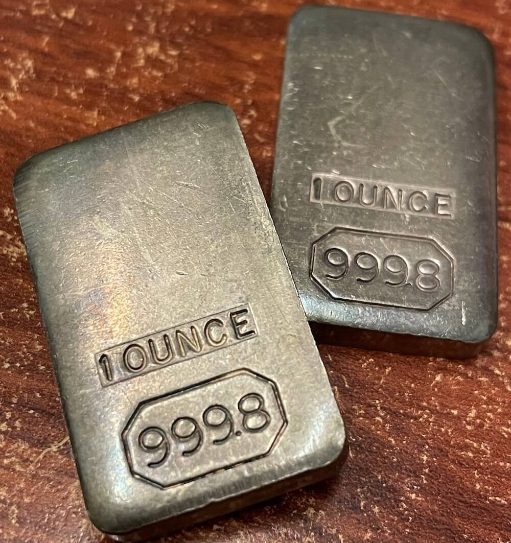 Vintage 1oz Silver Ingot Un-Named Maker 99.98% product image