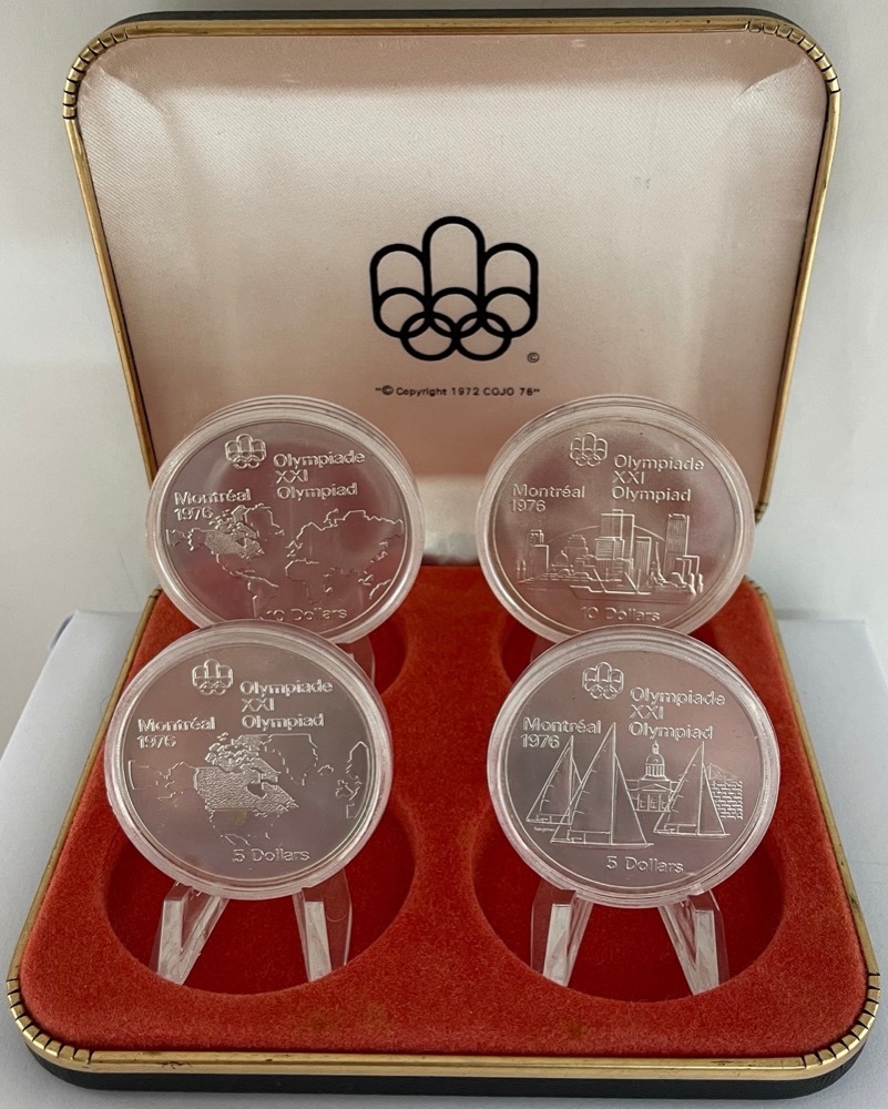 Canada 1974 Set of 4 Silver $5 and $10 Coins Unc - Montreal Olympics (Series I) product image
