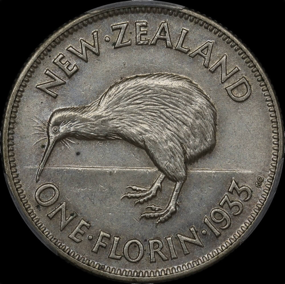 New Zealand 1933 Silver Florin KM#4 PCGS AU58 product image