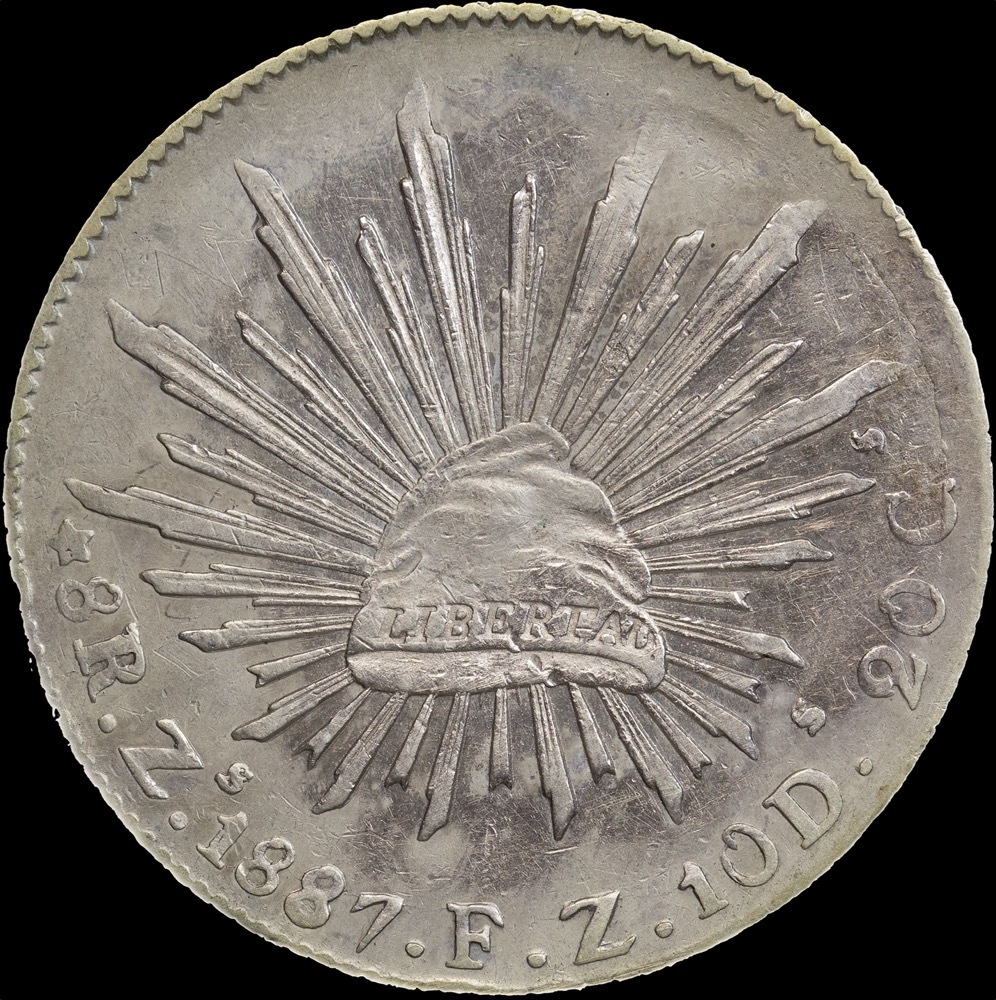 Mexico 1887 Silver 8 Reales KM# 377  Good VF product image