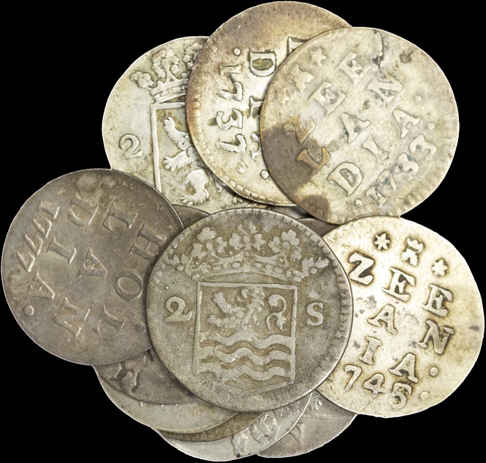 Netherlands Group of 13 Silver 2 Stuivers 18th Century Circulated product image