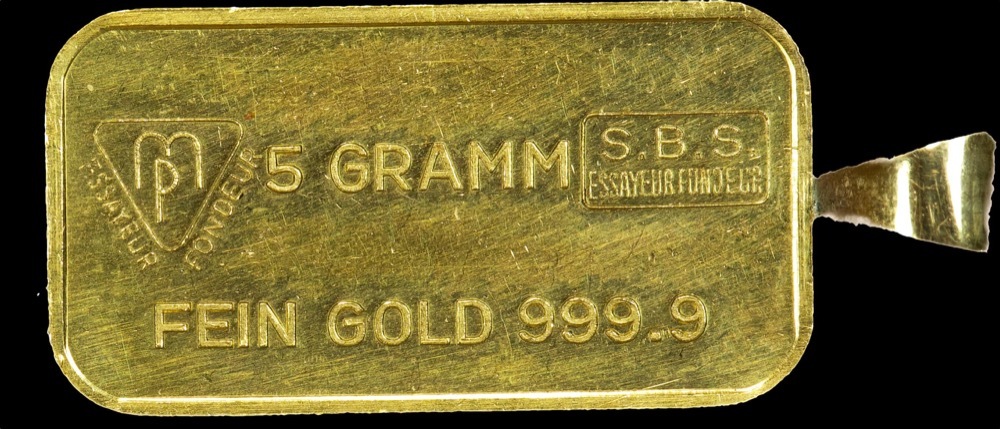 Swiss Banking Fine Gold 5 gram Minted Ingot product image