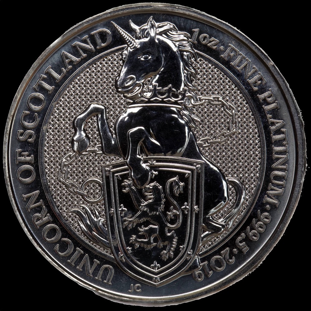 Great Britain 2019 Platinum 100 Pounds  Queen's Beasts - Unicorn of Scotland product image