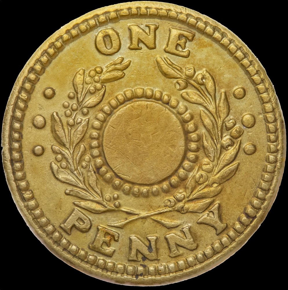 1942 One Penny Unholed Internment Token WWII Extremely Fine product image