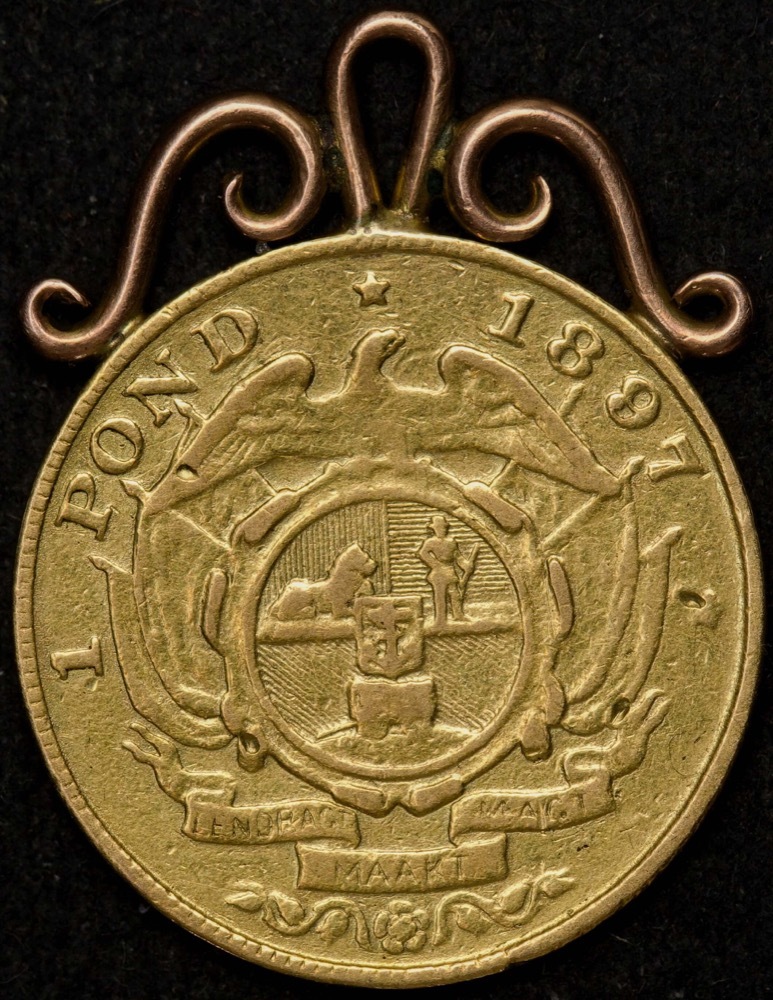 South Africa 1897 Gold Pond in Mount good Fine product image