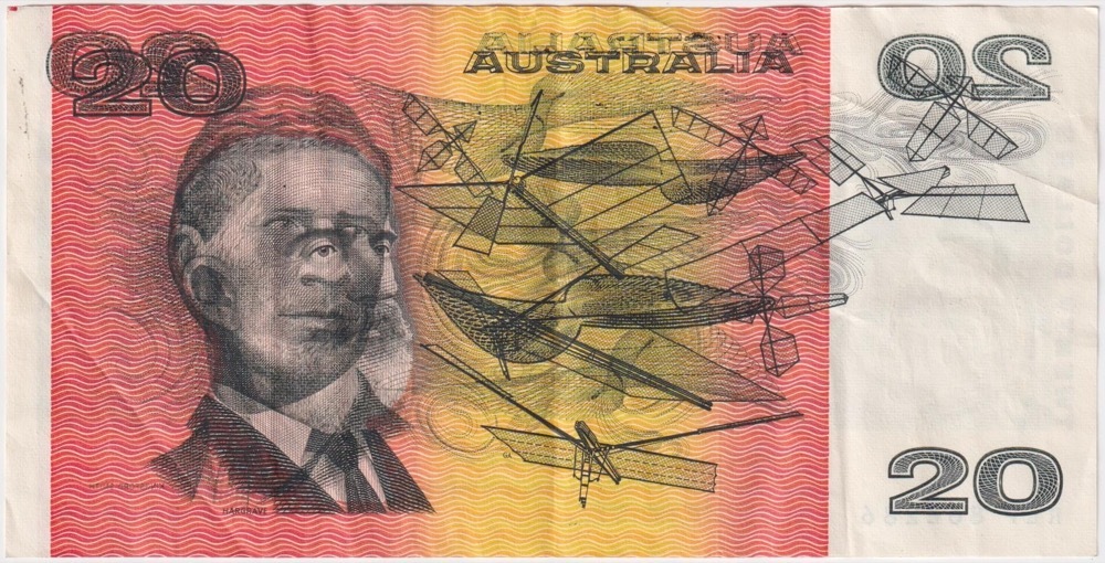 1991 $20 Note Fraser/Cole R413 Wet Ink Transfer Error about EF product image