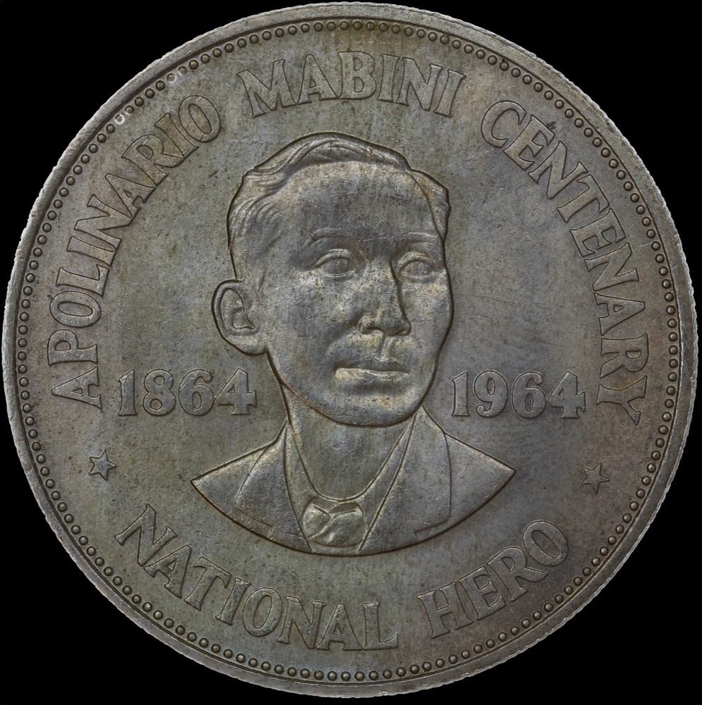Philippines 1964 Silver 1 Peso KM#194 Uncirculated product image